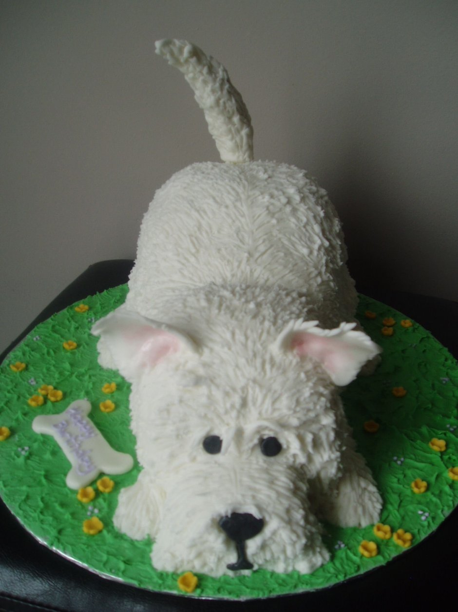 Торт с белой собачкой