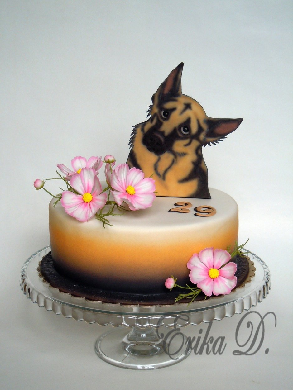 Тортик с собачкой и цветами