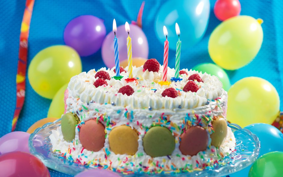 С днём рождения шары воздушные и торт
