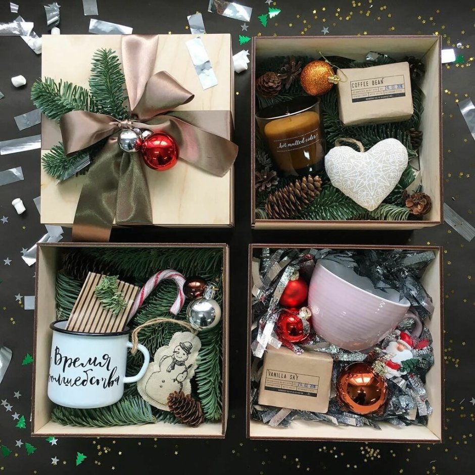 Шаблоны новогодних коробочек для подарков
