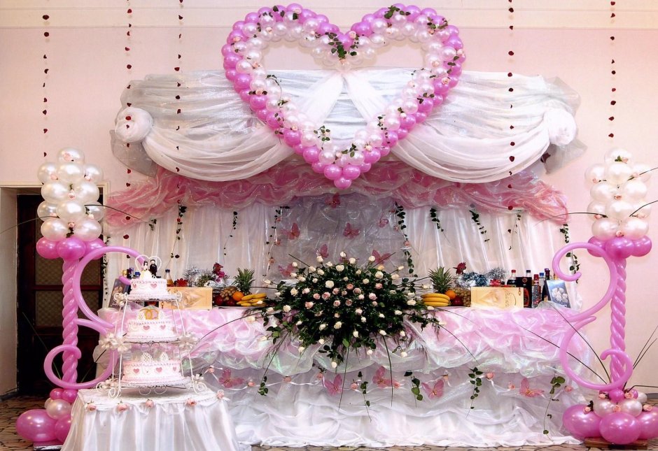 Украшение зала шарами Жемчужная свадьба