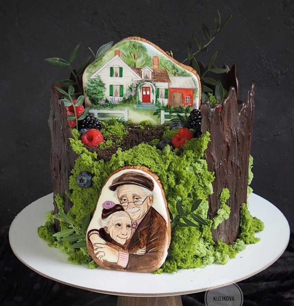 Торт с деревенским домиком
