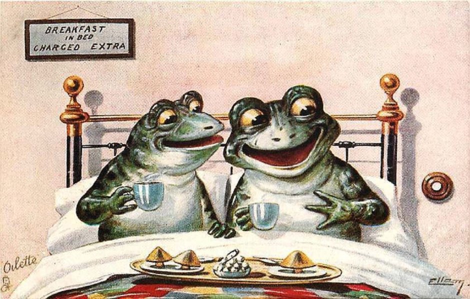 Старинная открытка с жабой