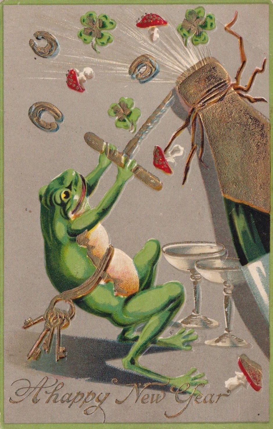Новогодняя открытка с лягушкой