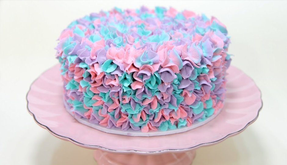 Торт бирюзовый с фиолетовым и розовым