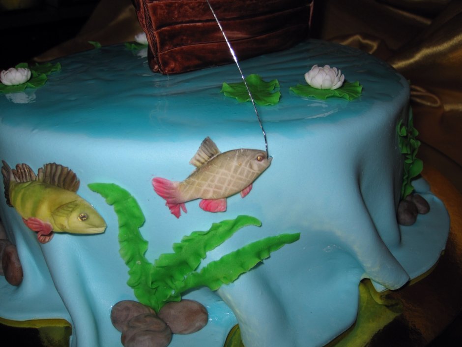 Торт на день рождения в стиле рыбалки
