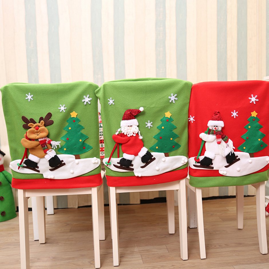Рождественское покрытие на стул Санта