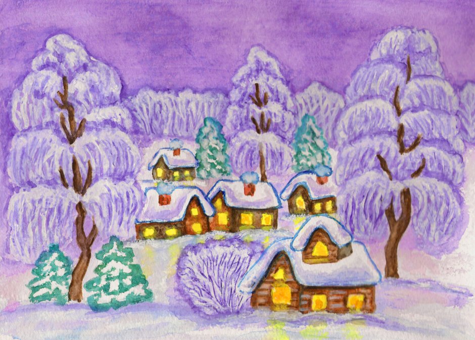 Рисунок в Paint на тему зима