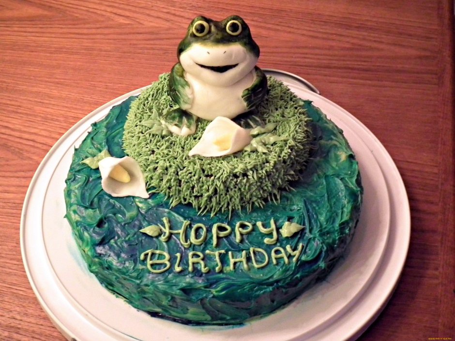 Тортик с лягушками на день рождения
