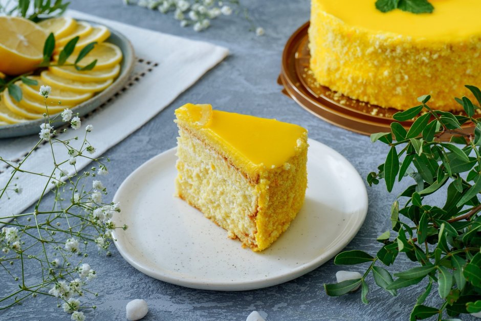Лимонный бисквитный торт