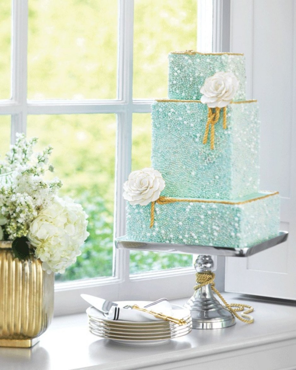 Свадебный торт в мятном стиле