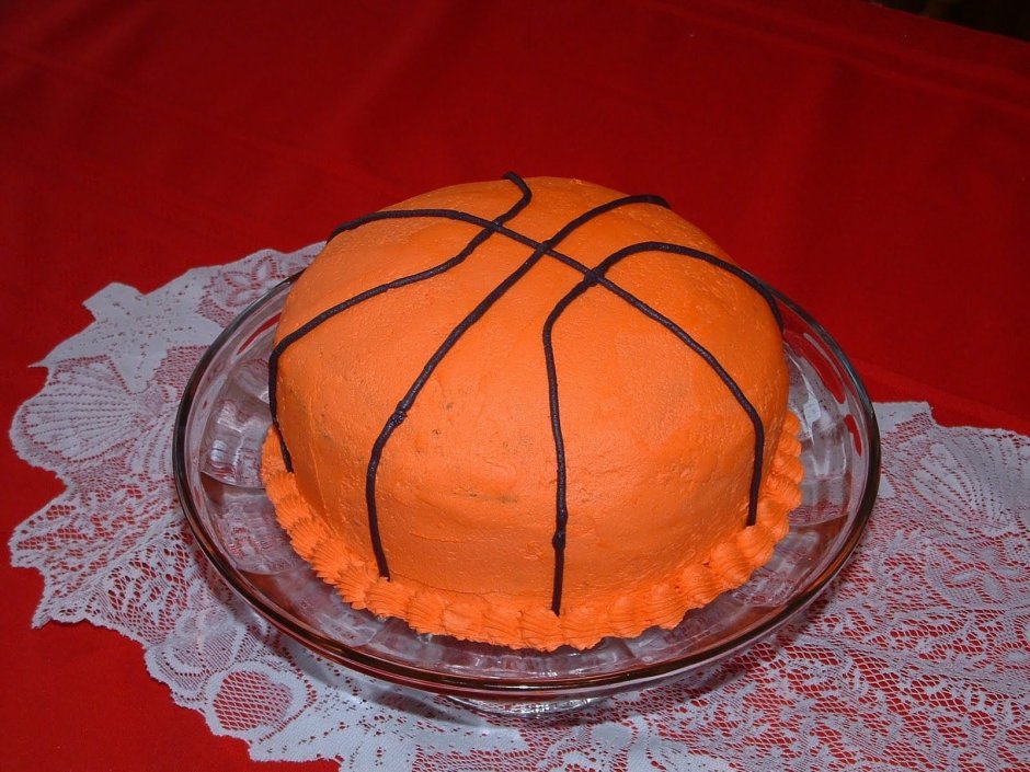 Украшение торта в виде баскетбольного мяча