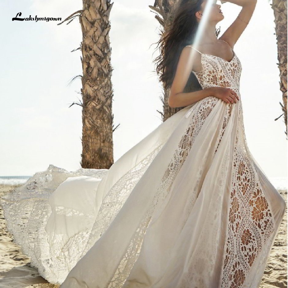 Длинное пляжное платье свадебное