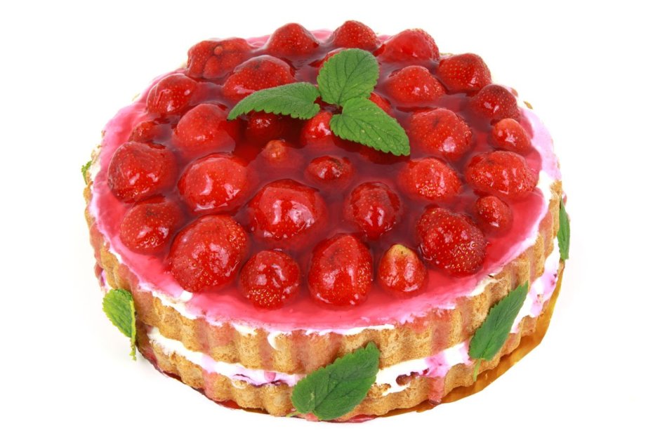 Прямоугольный торт украшенный фруктами