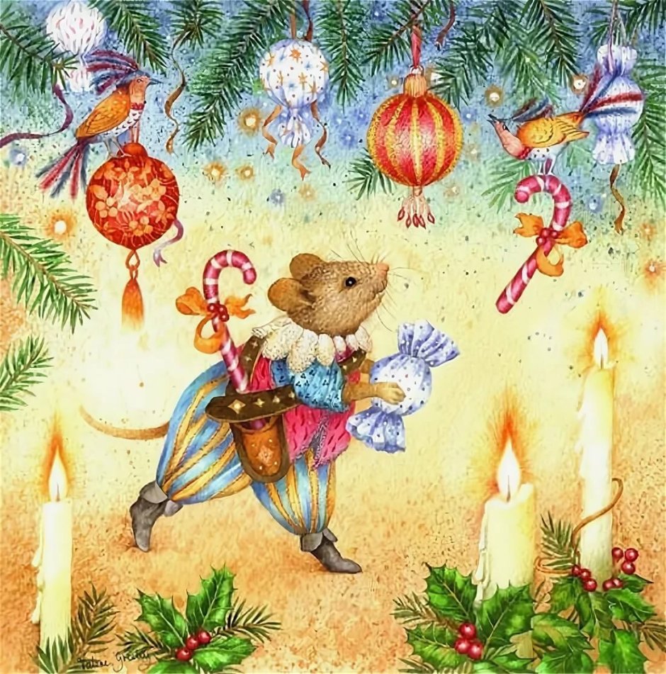Мышки и Рождество рисунки