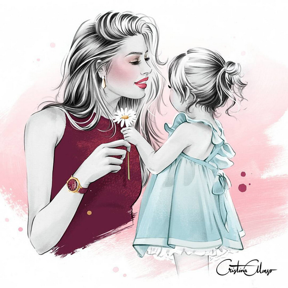 Нарисовать маму с дочкой
