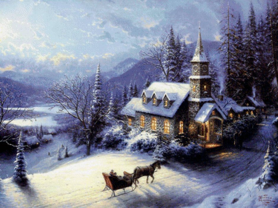 Томас Кинкаде зимний пейзаж