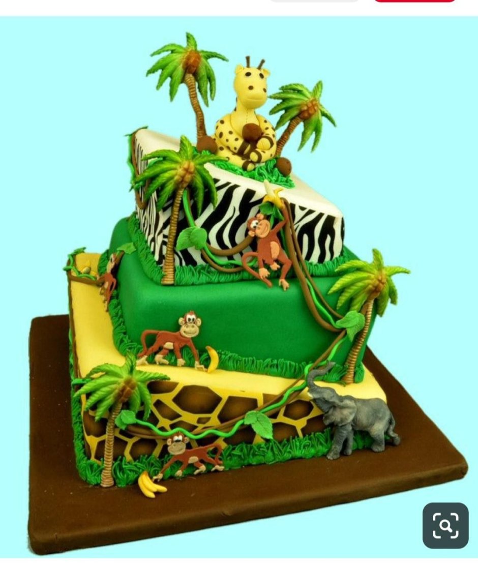 Детский торт джунгли квадратный