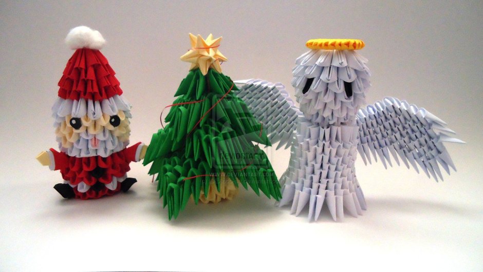 Модульное оригами новогодние игрушки