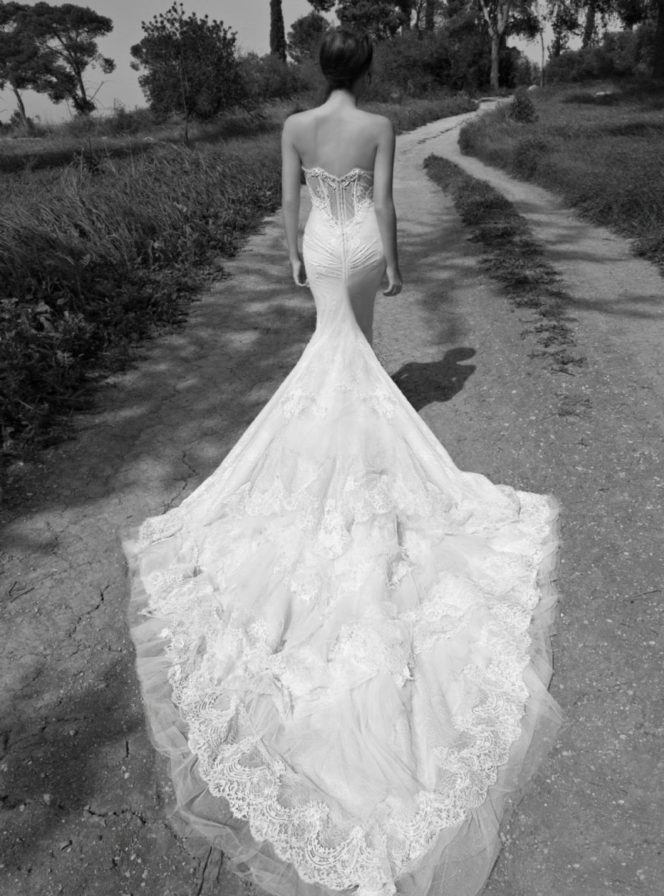 Красивые невесты в свадебных платьях спиной