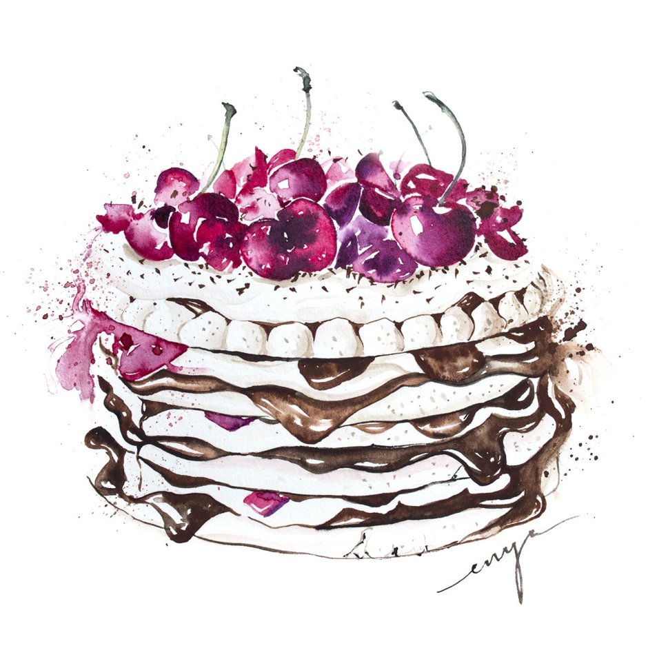 Акварельный торт иллюстрация