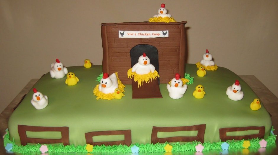 Торт с курами и цыплятами