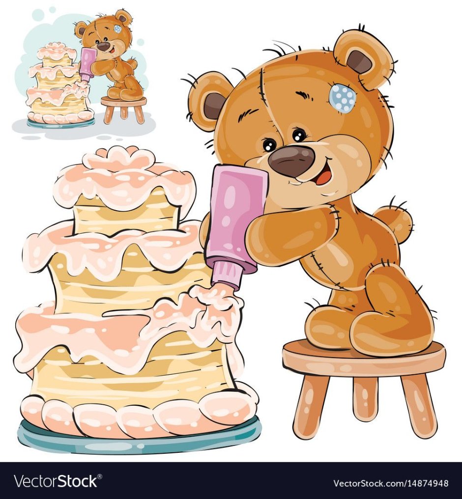 Медвежонок для торта для печати