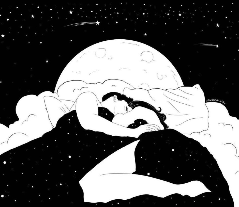 Девушка спит на Луне