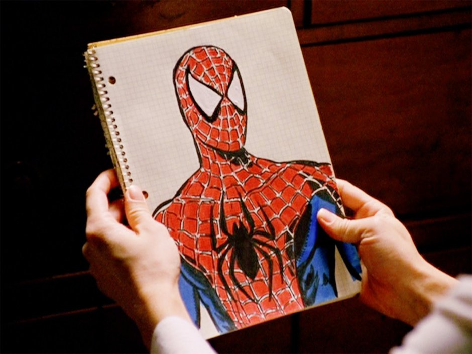 Рисунок Питера Паркера человек паук 2002