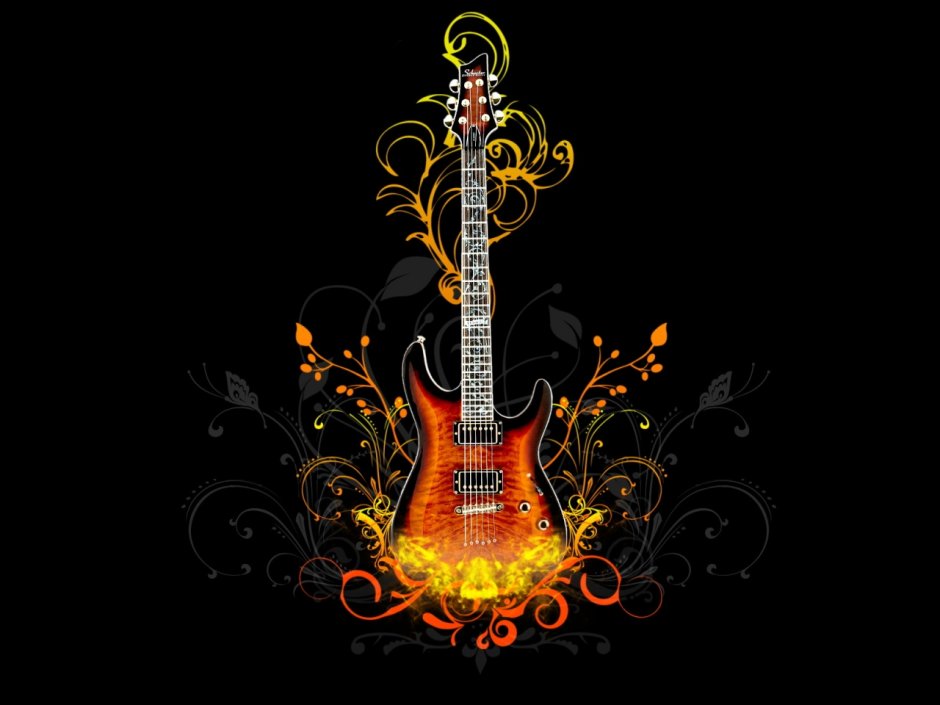 Поздравительная открытка с гитарой