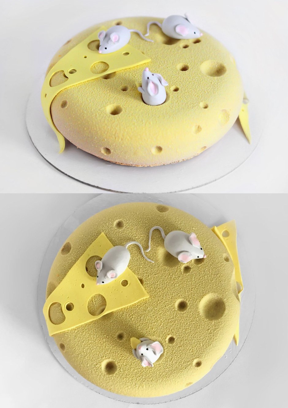 Торт в виде сыра с мышками