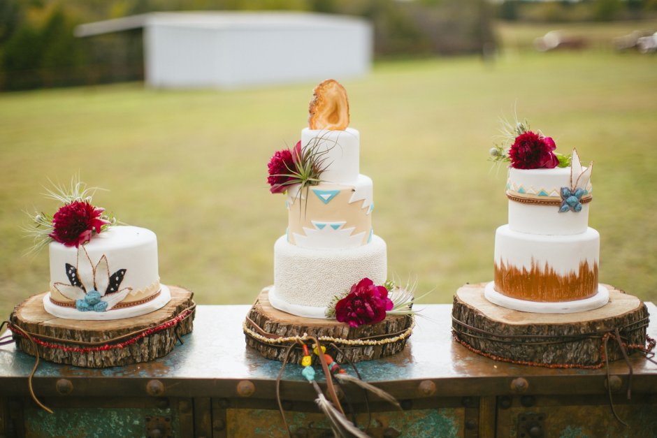 Свадебный торт бохо одноярусный