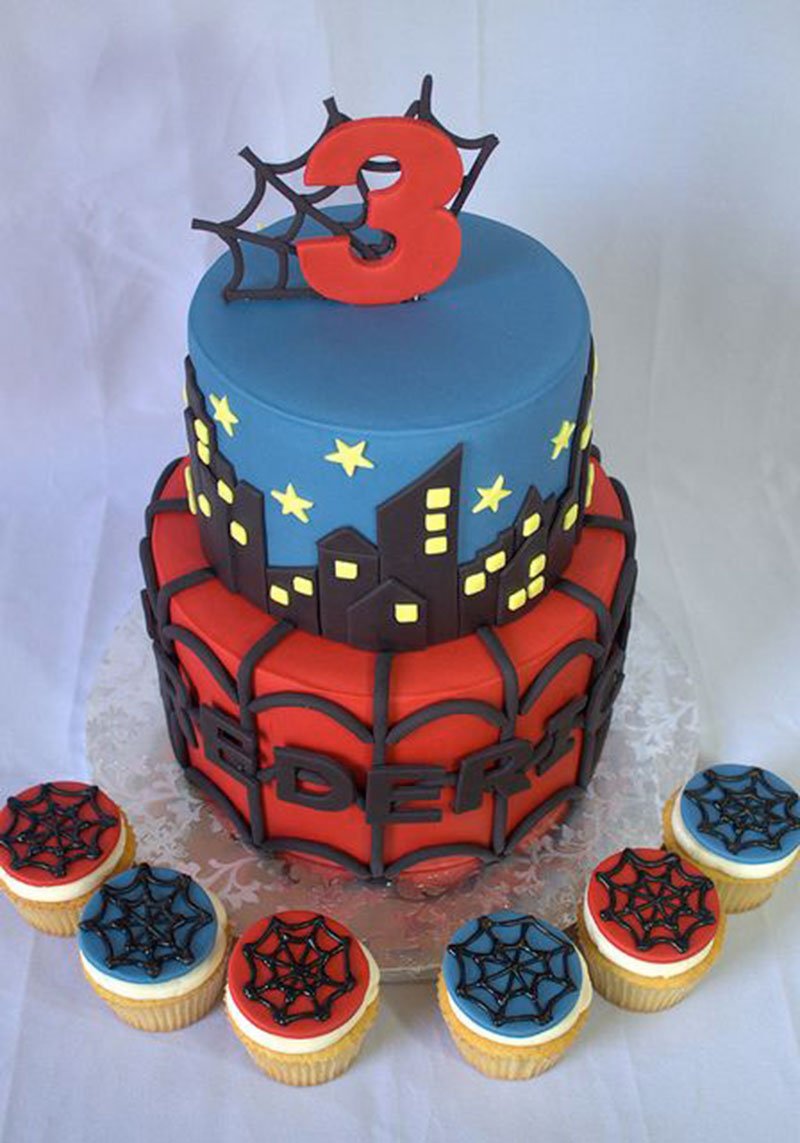 Торт в стиле человека паука на день рождения