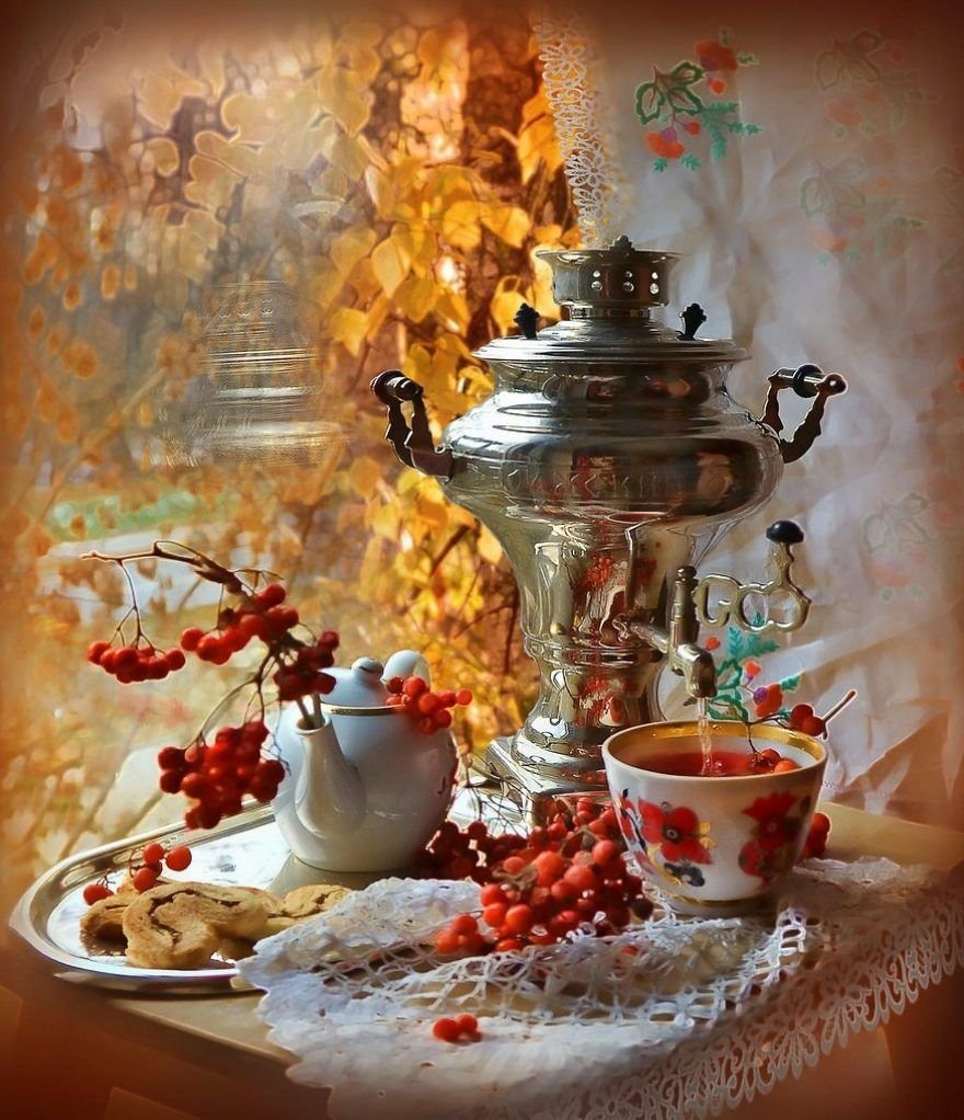 Осеннее чаепитие с самоваром