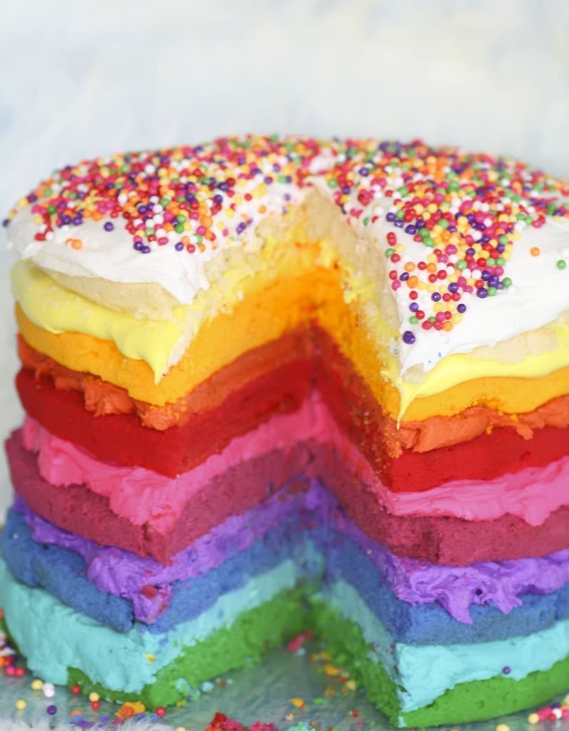 Торт с разноцветным кремом