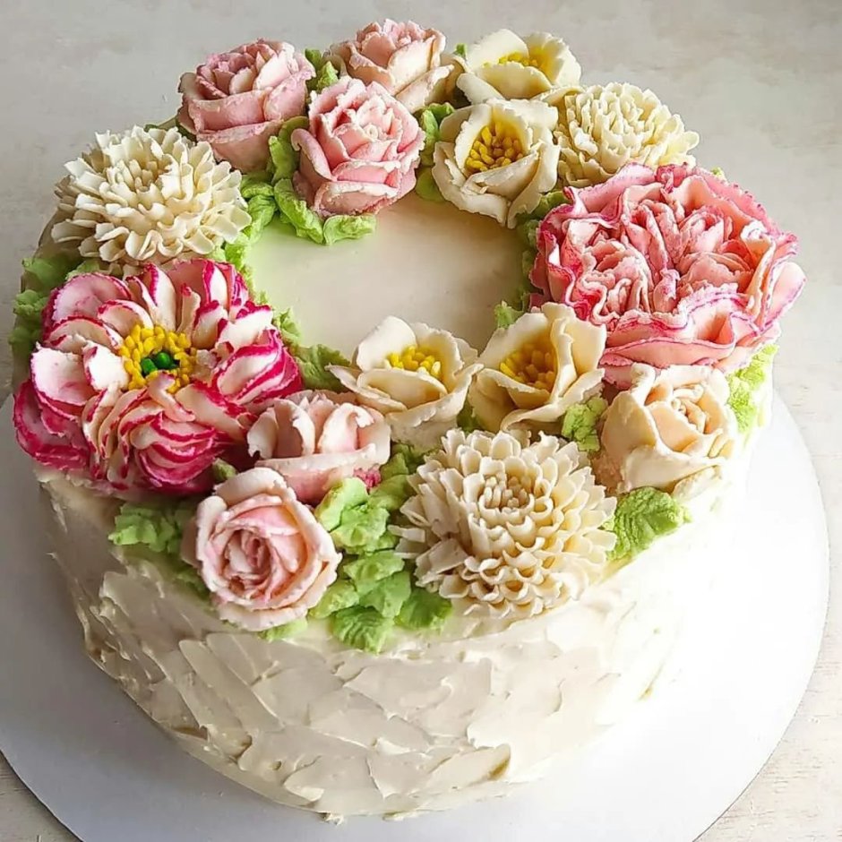 Торт с хризантемами