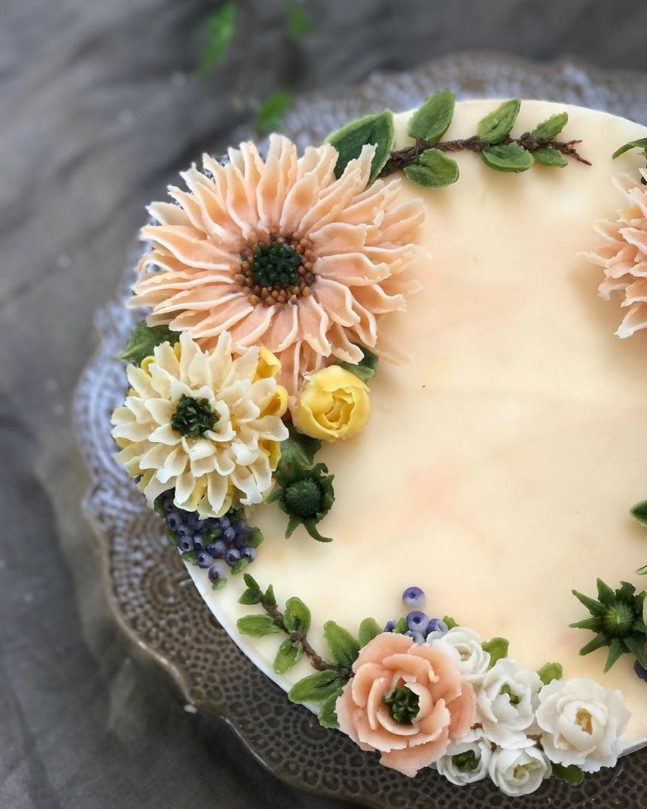 Хризантемы из крема для торта мастер класс