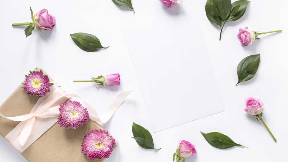 Цветы в конверте открытка