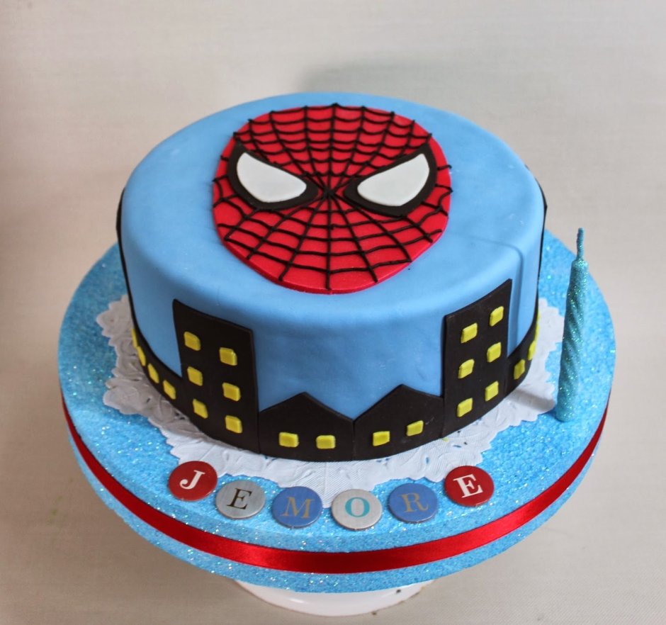 Торт человек паук без мастики 4 года для мальчика