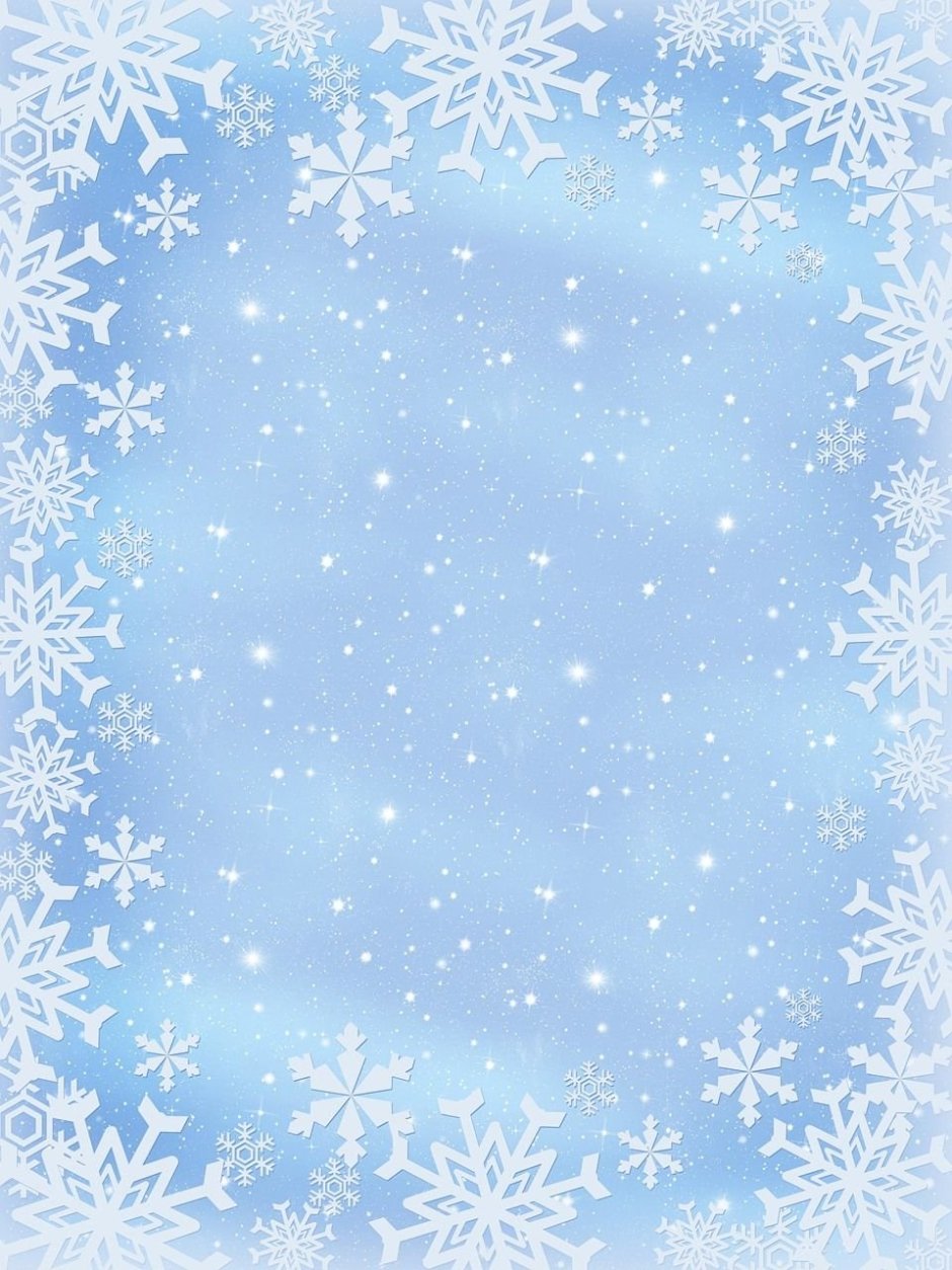 Новогодний фон со снежинками и звездочками