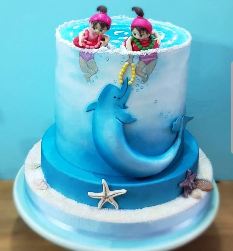 Торт для девочек с дельфинчиком