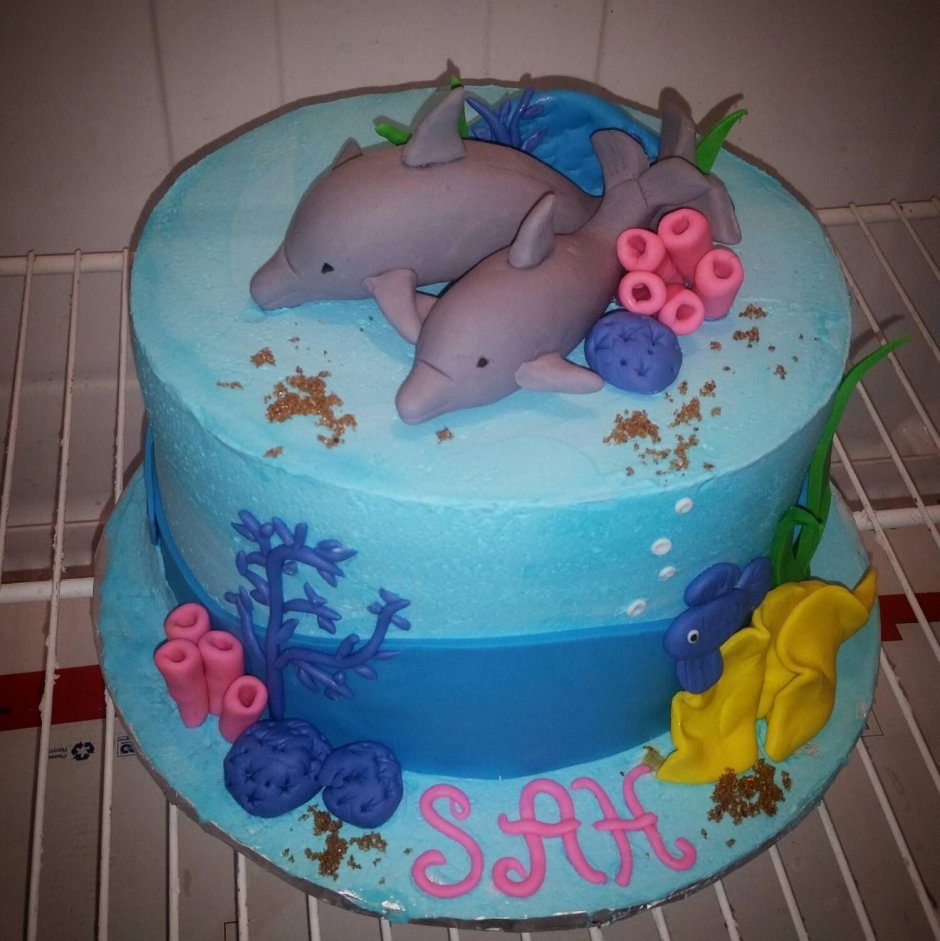 Торт с дельфинами для девочки