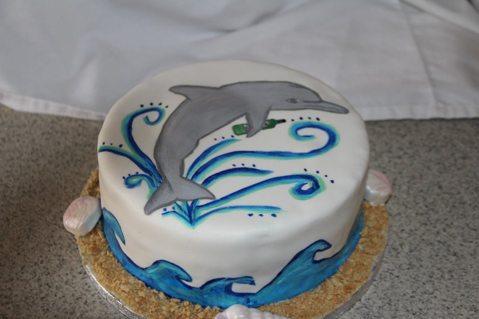 Торт с дельфином для мальчика без мастики
