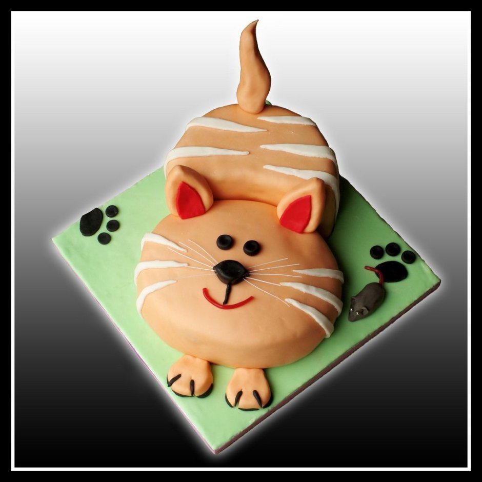 Торт с котом из мастики