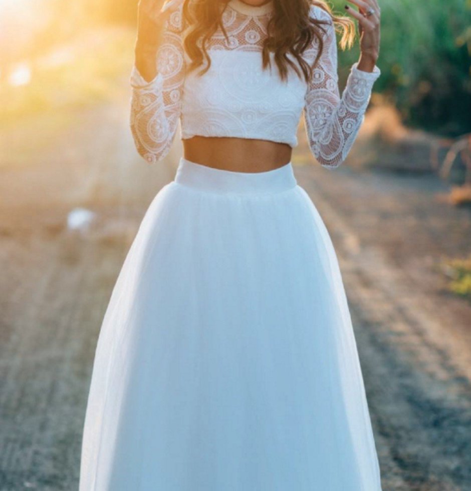 Свадебное платье топ и юбка