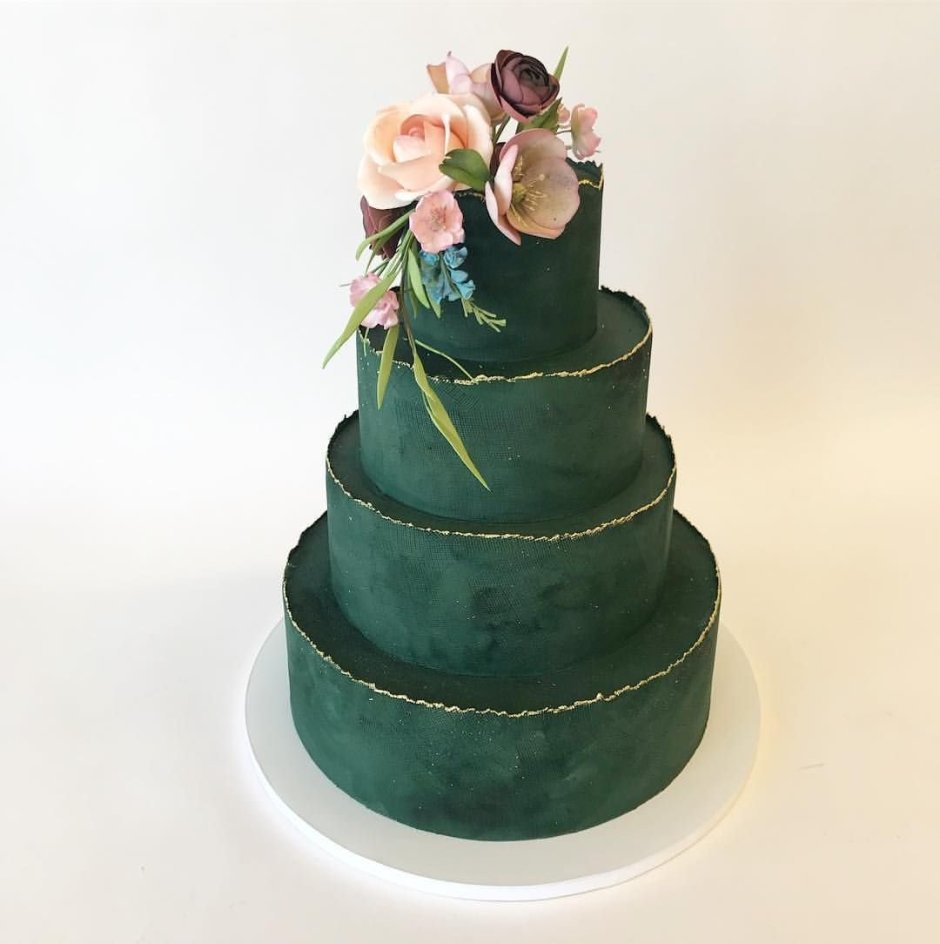 Торт с зелеными розами