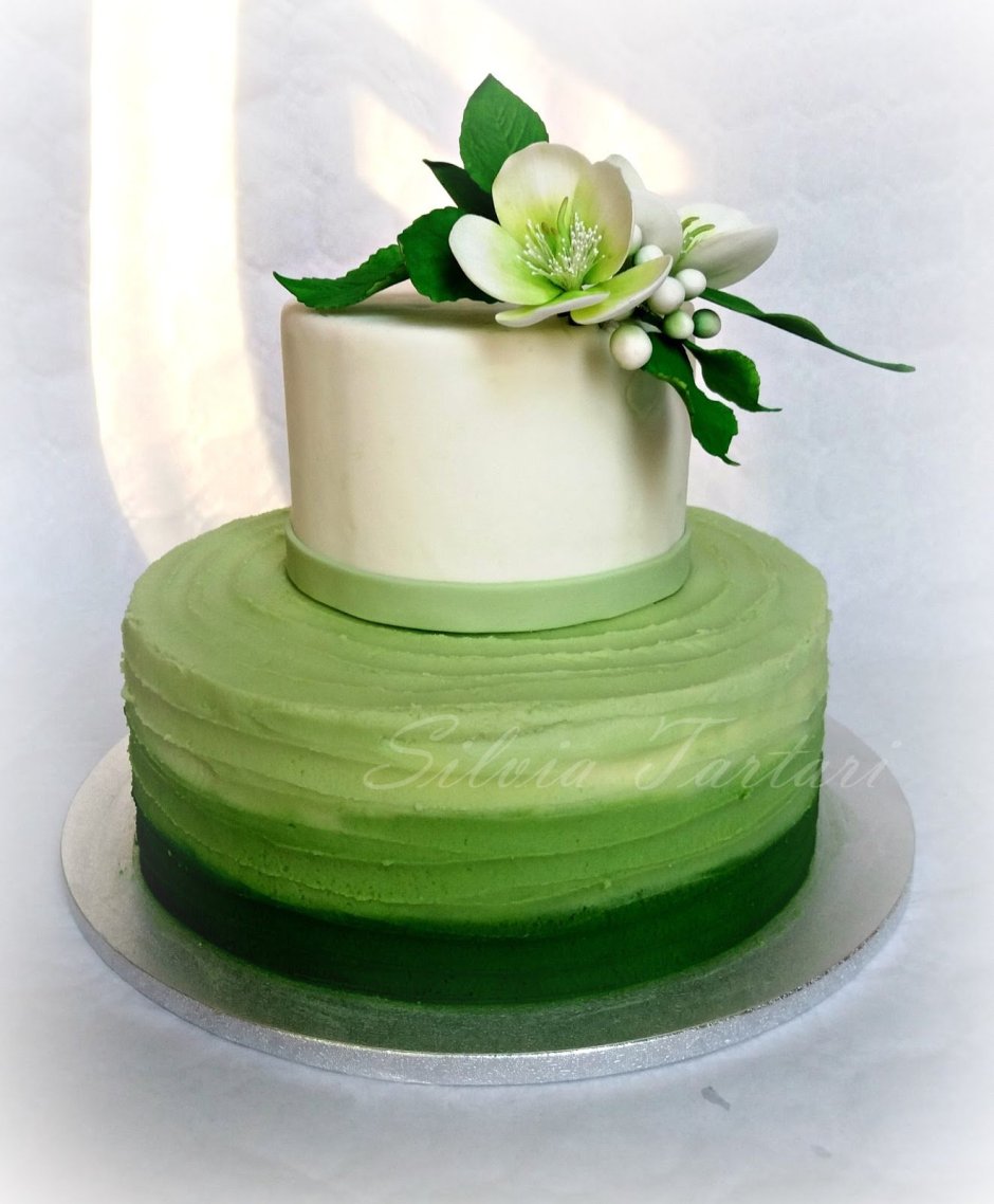 Торт бело зеленый на день рождения