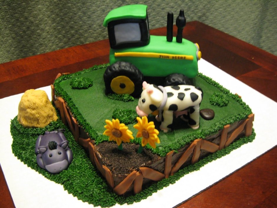 Торт для фермера с трактором Джон Дир