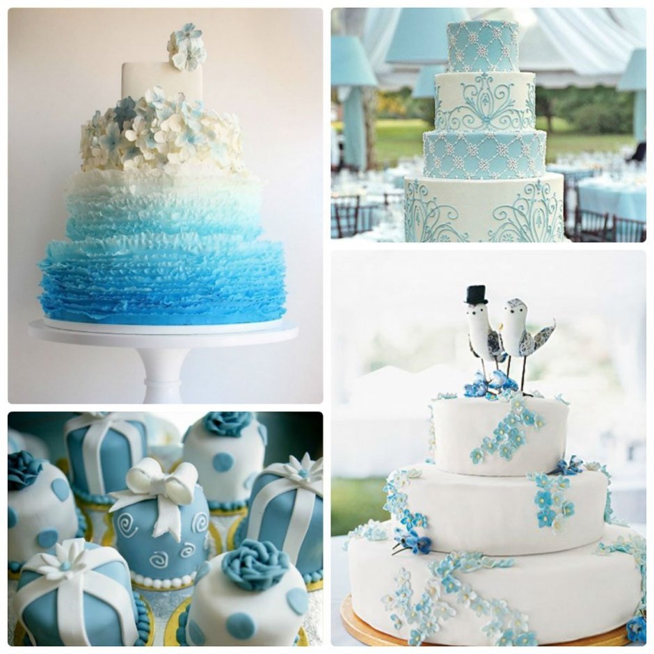Свадебный торт двухъярусный синий