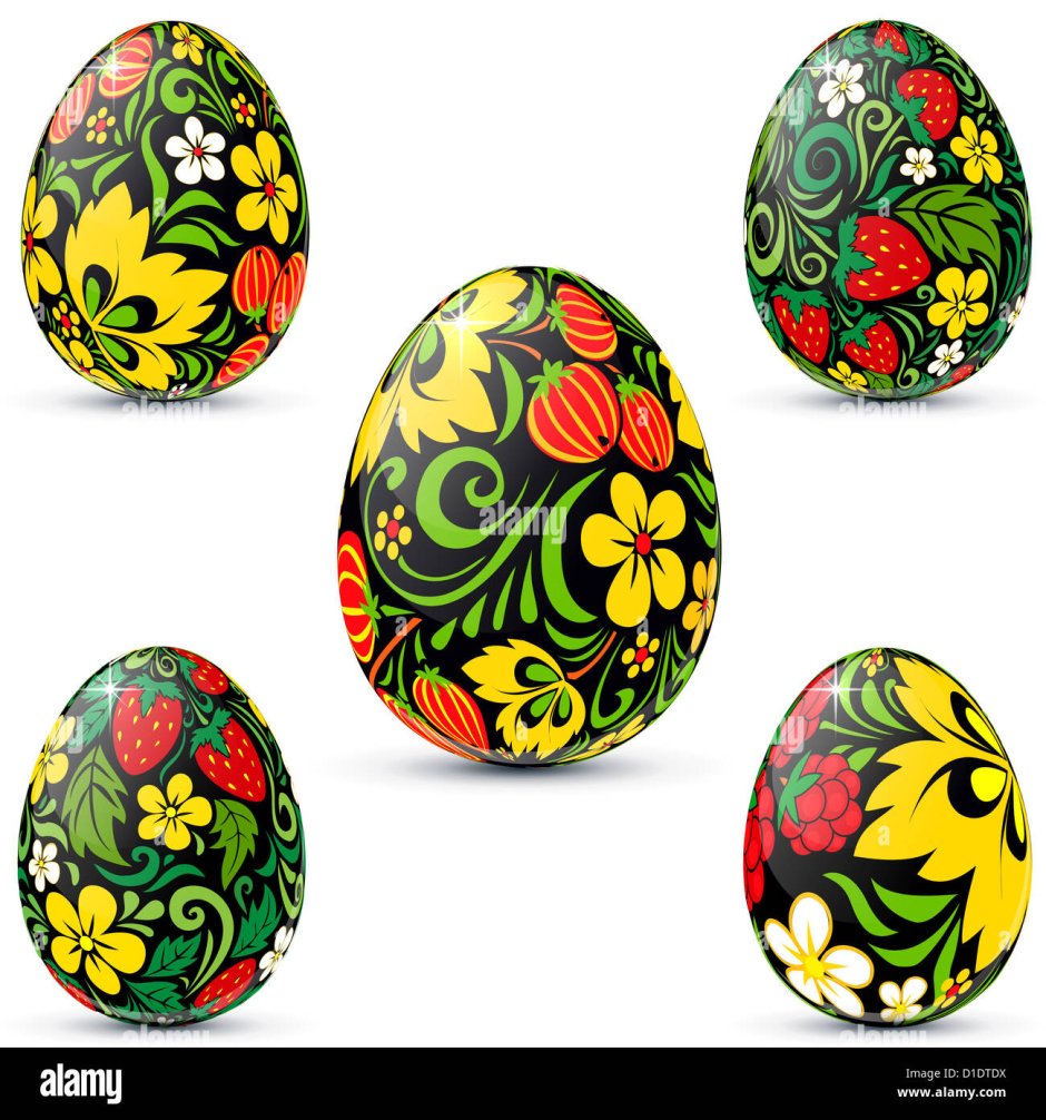 Пасхальные яйца на Пасху в стиле Хохлома